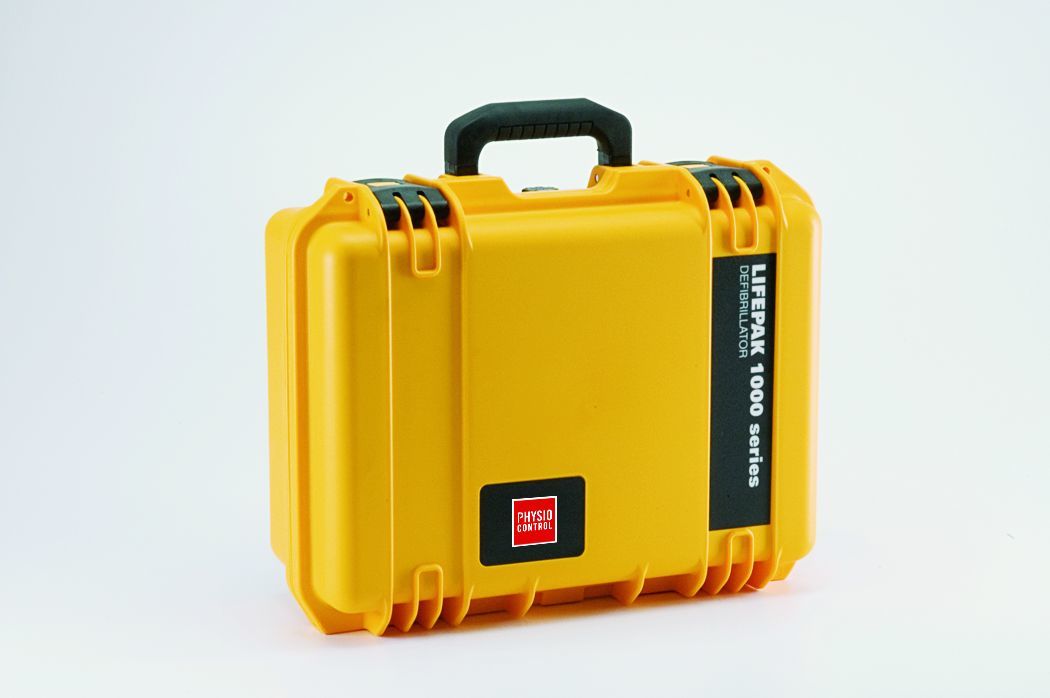Hard-Shell Koffer für Defibrillator LIFEPAK 1000 Art. 819200. Wasserdichter, stoßfester Koffer für den sicheren Transport, Farbe gelb, Gewicht ca. 2,60 kg