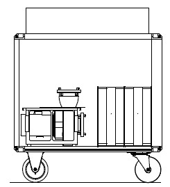 Rosenbauer Rollcontainer RC-P Modul 1 Pumpe Merkmale: - Rahmenbauweise - Bremssystem ausgelegt für 450kg Gesamtgewicht - Lenkrollenanordnung innen - Räder schwenken nicht über Grundabmessung hinaus - 2-Rad Kegelbremse an Lenkrollen hinten - Bockrolle