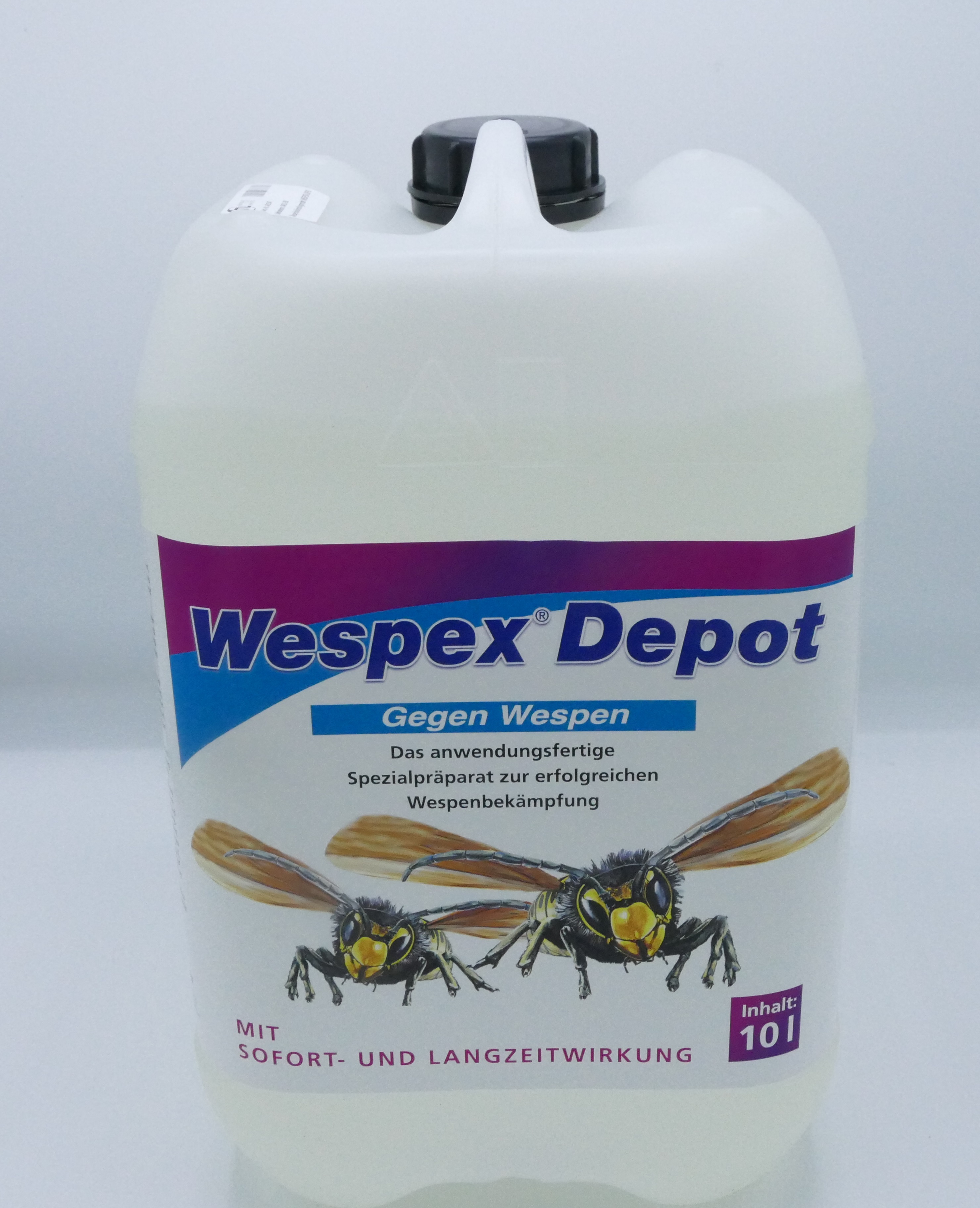 Wespenbekämpfungsmittel WESPEX-DEPOT , 10 l Kanister, praktisch geruchlos, biologisch abbaubar, gebrauchsfertig, keine beißenden und ätzenden Stoffe, nicht kennzeichnungspflichtig, abbaubar ohne Wirkstoffrückstände, bei sachgerechter Anwendung für Wa